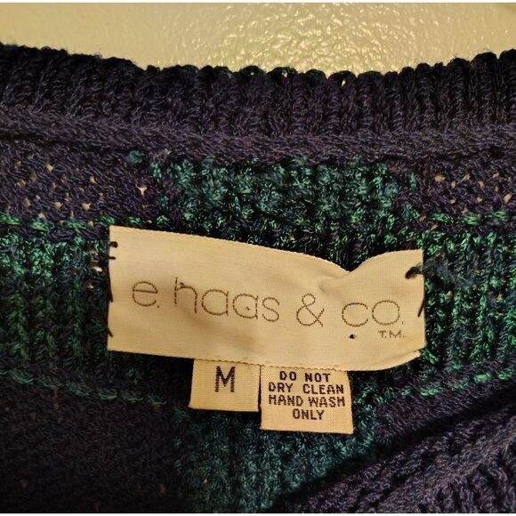 Vintage E. Haas & Co. Sweater, Green, Blue, Medium Large Sequin 80's Retro Glam - Picture 4 of 4